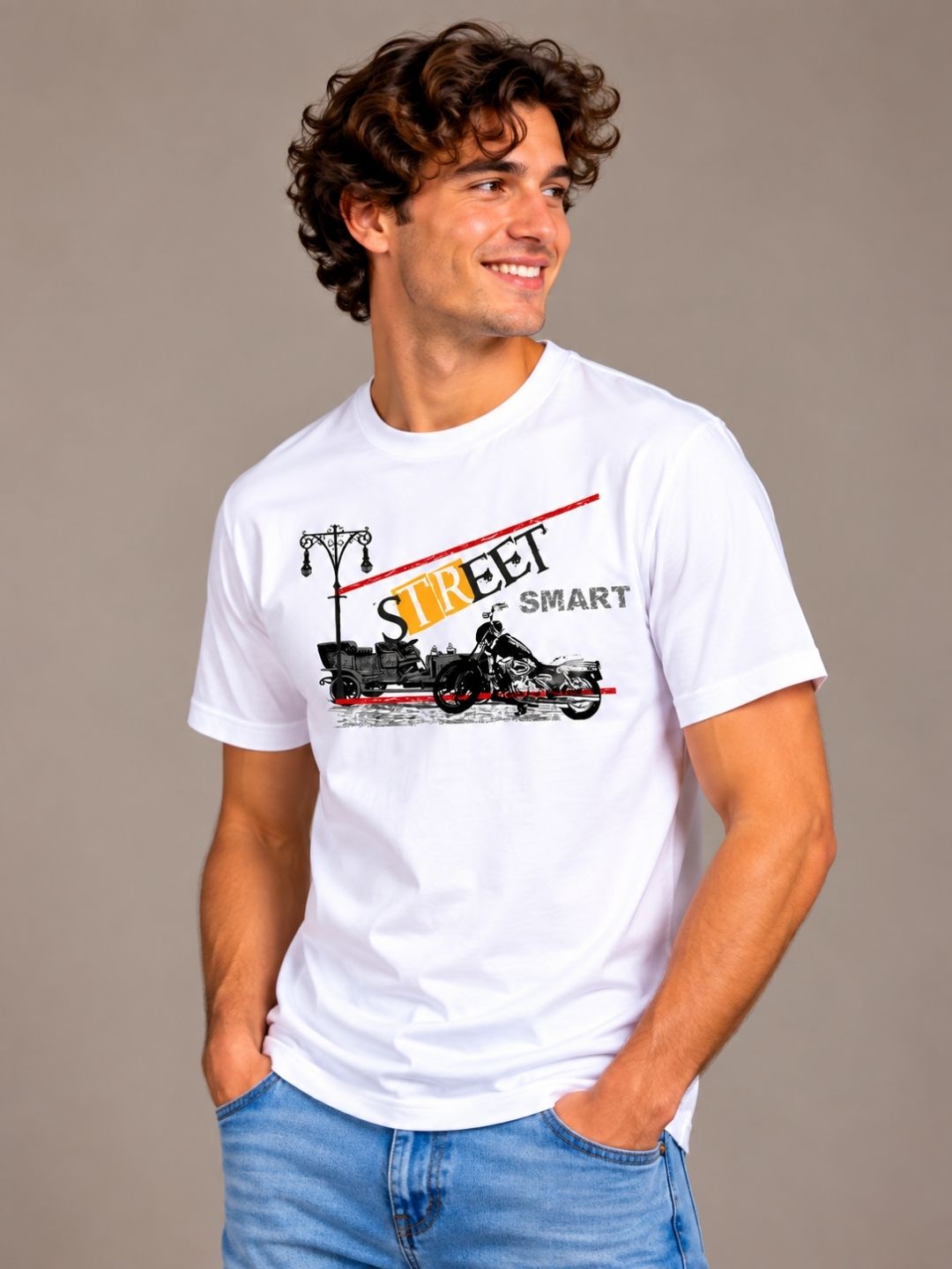 Street Smart white t-shirt by Offbeat, left side