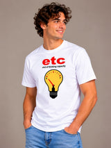 ETC (End Of Thinking Capacity) white t-shirt by Offbeat, left side