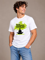 Mindless, Speechless, Wireless white t-shirt by Offbeat, left side
