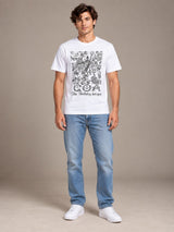Goa The Holiday Hot Spot white t-shirt by Offbeat, worn by a model