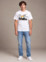 Street Smart white t-shirt by Offbeat, worn by a model