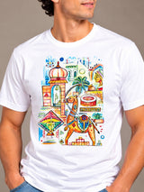Royal Art white t-shirt by Offbeat, close-up of the illustration
