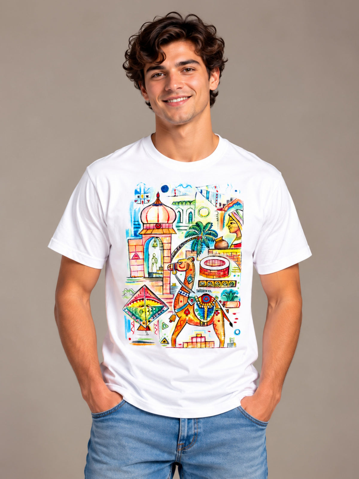 Royal Art white t-shirt by Offbeat, front view