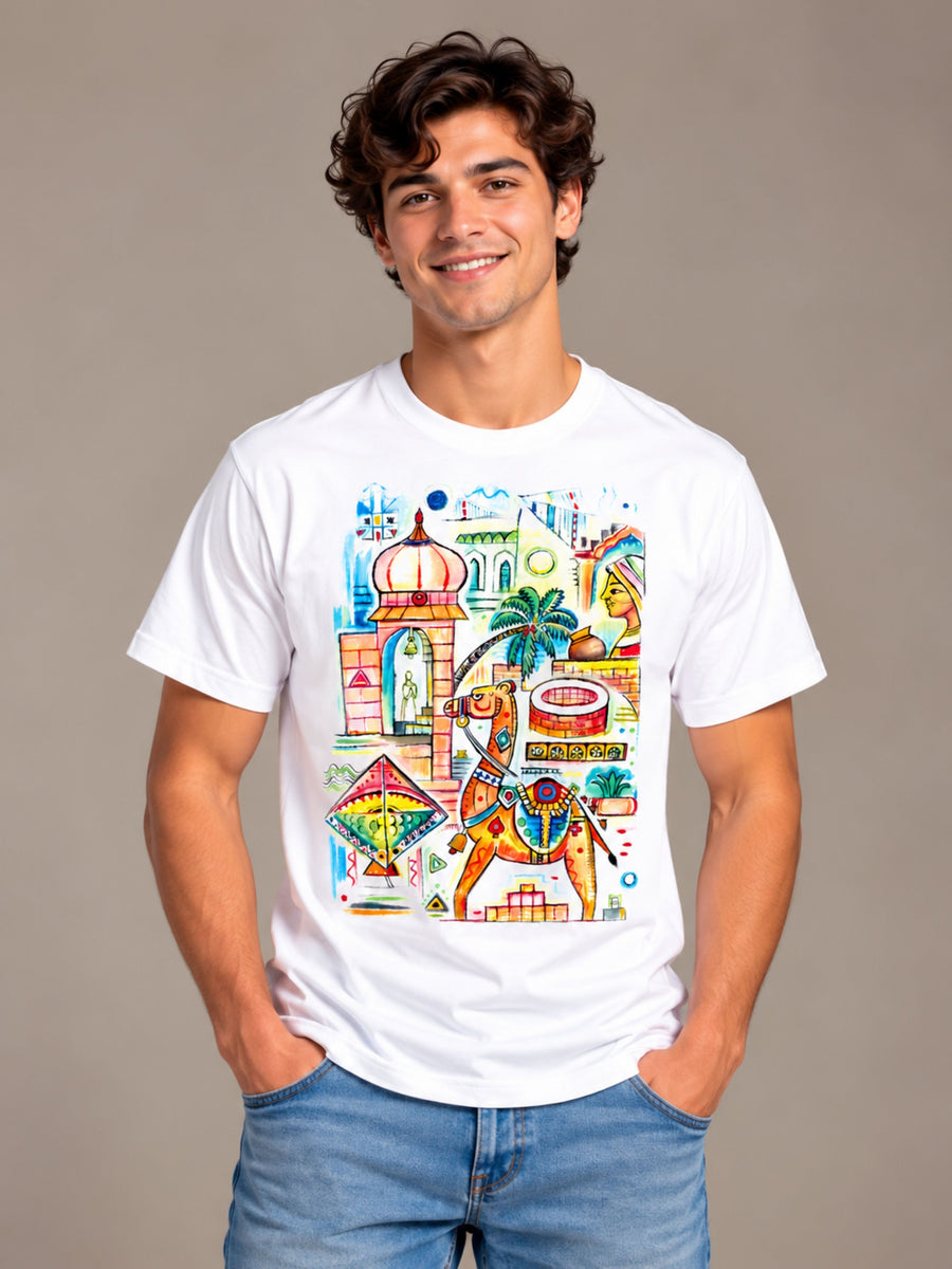 Royal Art white t-shirt by Offbeat, front view