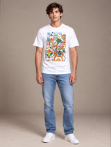 Royal Art white t-shirt by Offbeat, worn by a model