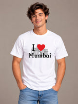 I Love Mumbai white t-shirt by Offbeat, front view