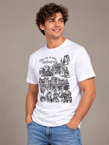 City Of Lakes Udaipur white t-shirt by Offbeat, left side
