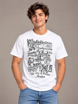 City of Dreams Mumbai white t-shirt by Offbeat, front view