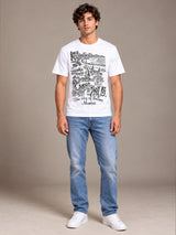 City of Dreams Mumbai white t-shirt by Offbeat, worn by a model