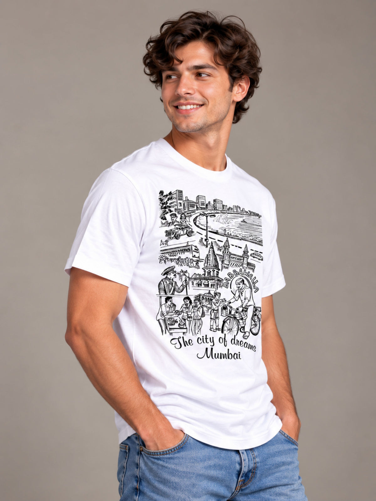 City of Dreams Mumbai white t-shirt by Offbeat, right side