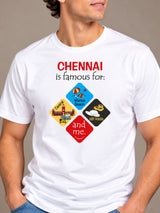 Chennai Is Famous For white t-shirt by Offbeat, close-up of the illustration