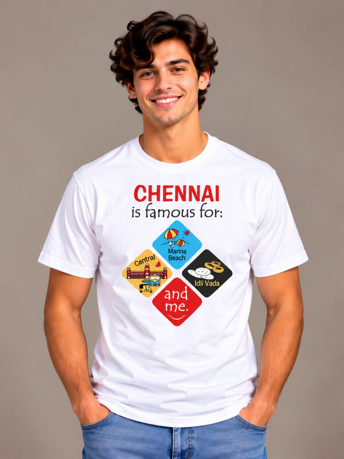 Chennai Is Famous For white t-shirt by Offbeat, front view