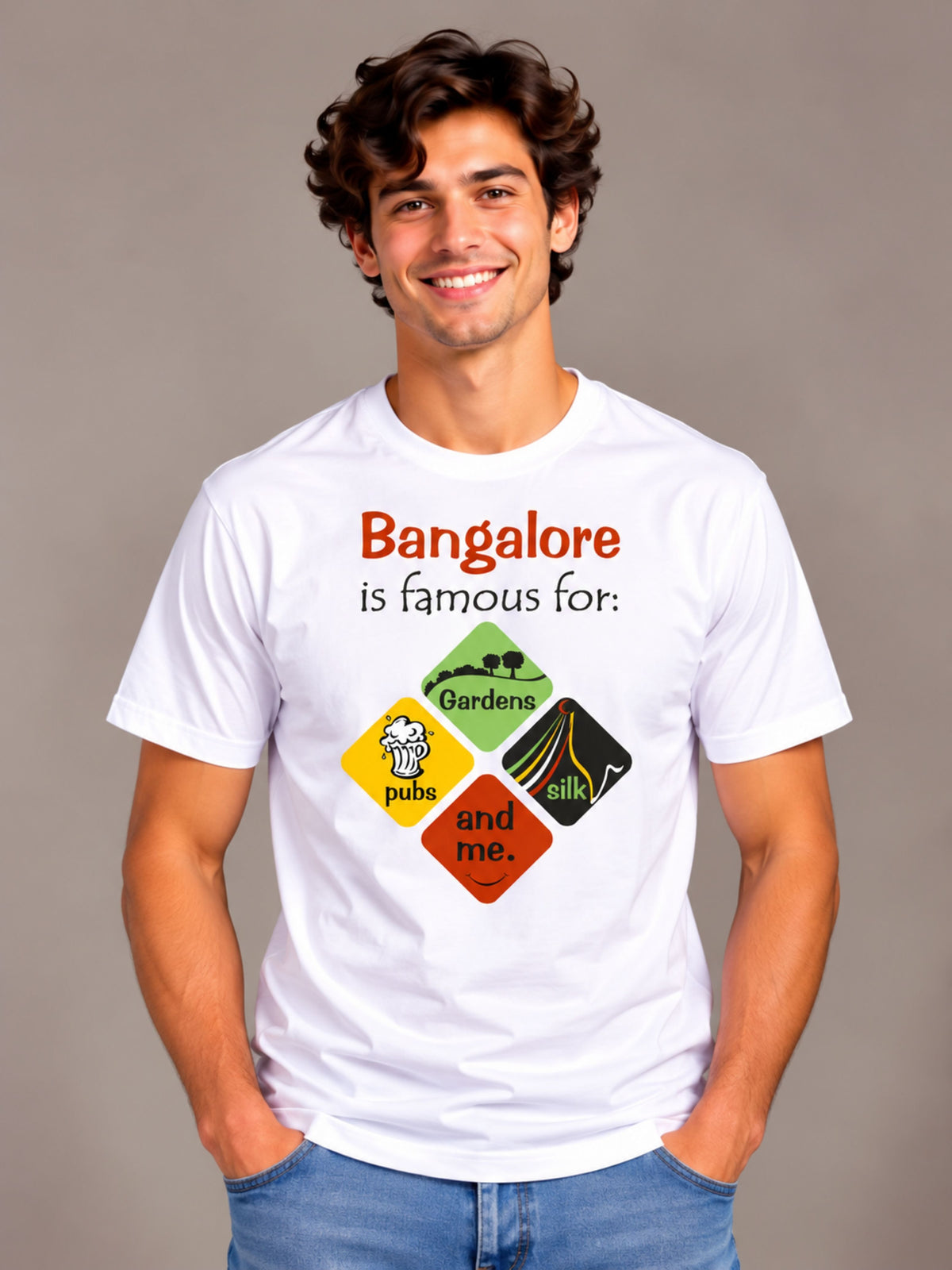 Bangalore Is Famous For white t-shirt by Offbeat, front view