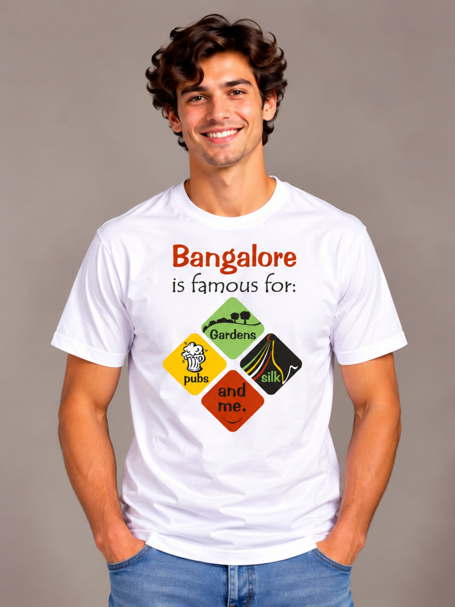 Bangalore Is Famous For white t-shirt by Offbeat, front view