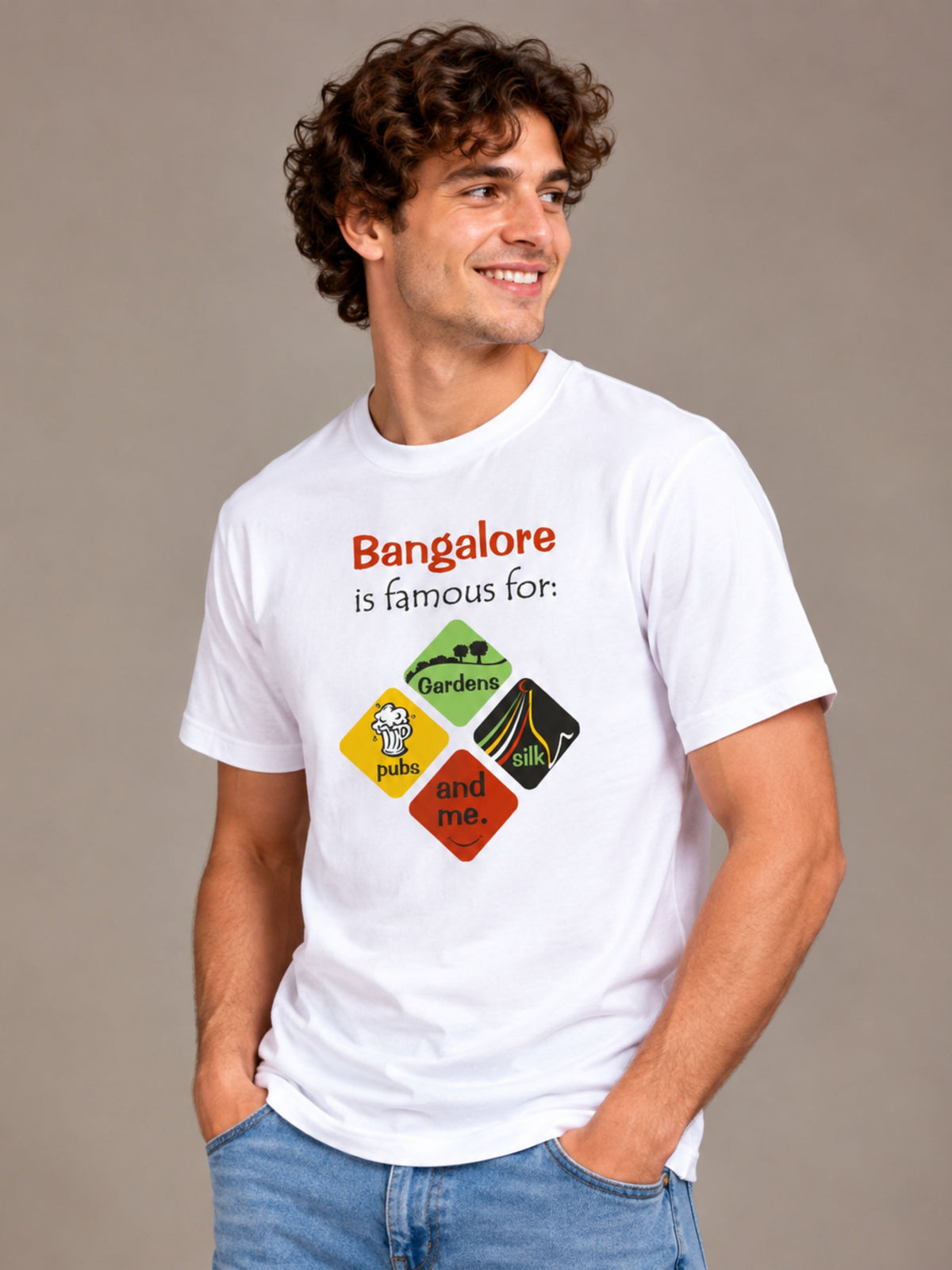 Bangalore Is Famous For white t-shirt by Offbeat, left side