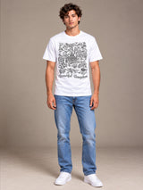 Beautiful Bangalore white t-shirt by Offbeat, worn by a model