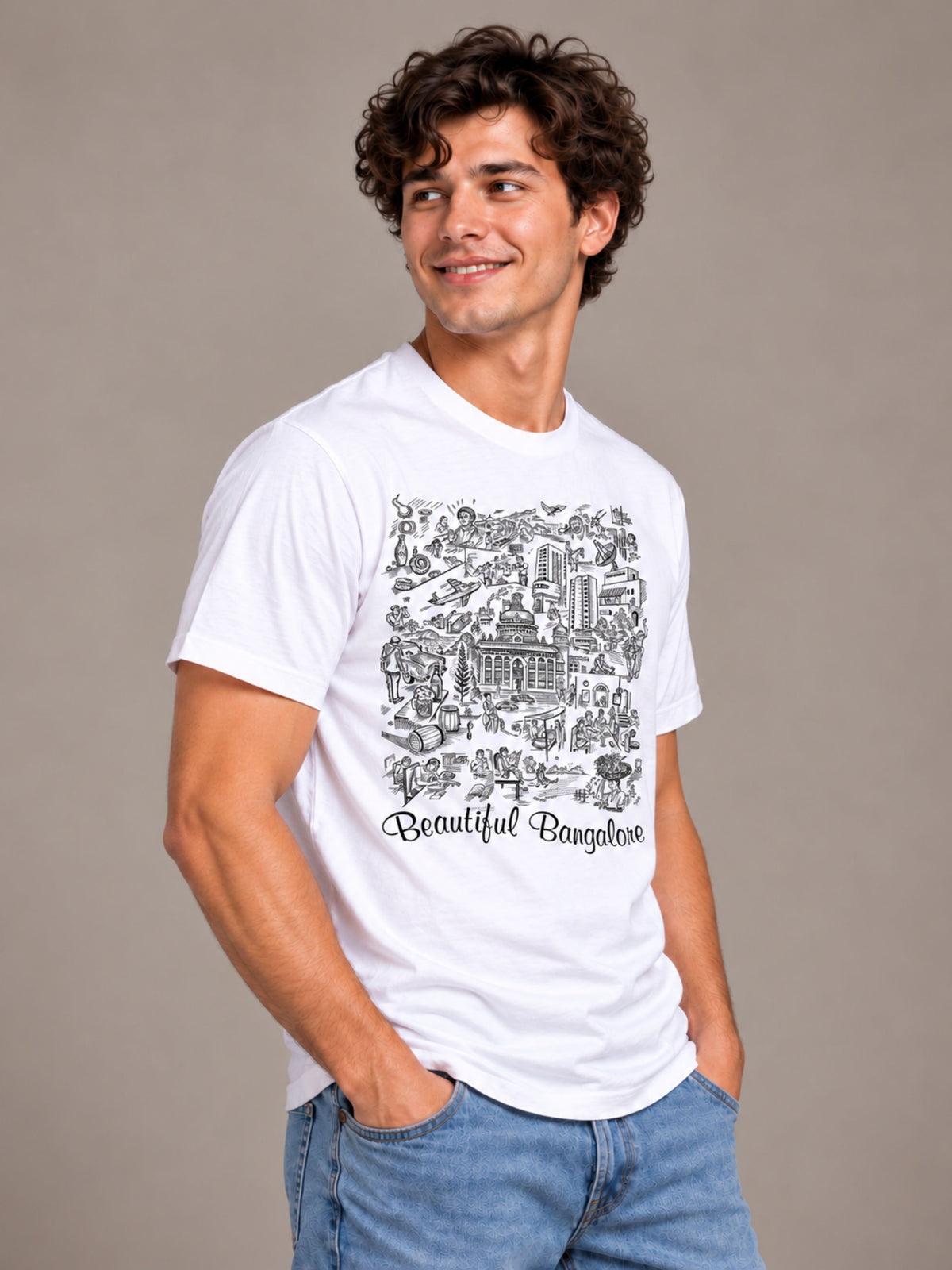 Beautiful Bangalore white t-shirt by Offbeat, right side
