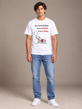 Your Future Depends On Your Dreams, So Go To Sleep white t-shirt by Offbeat, worn by a model