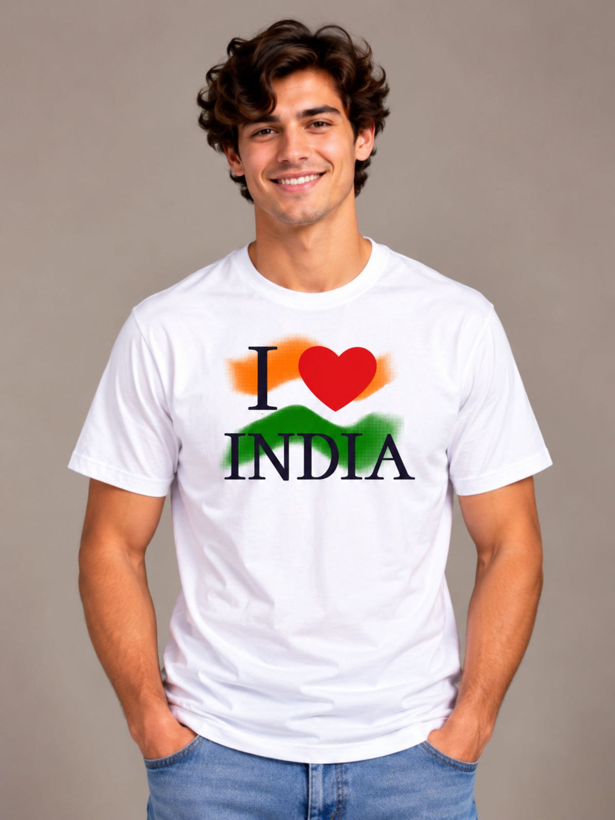I Love India white t-shirt by Offbeat, front view