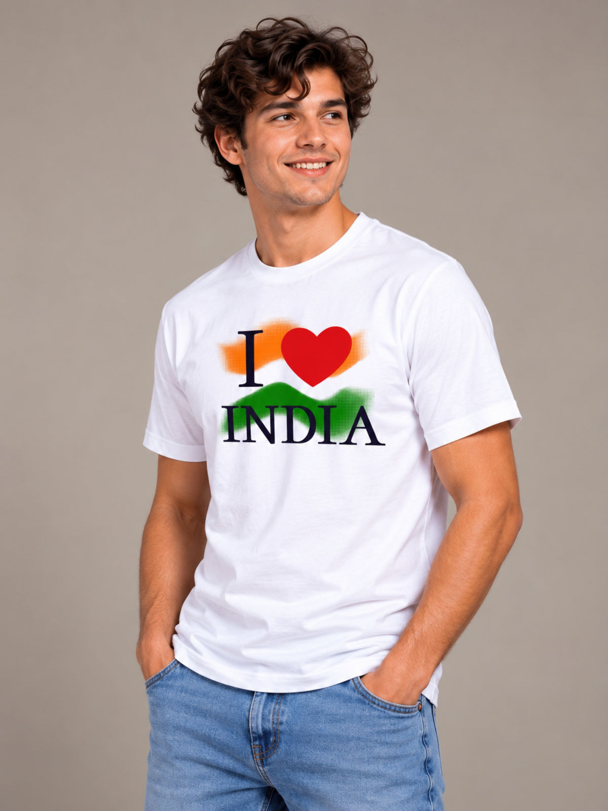 I Love India white t-shirt by Offbeat, left side