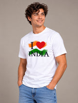 I Love India white t-shirt by Offbeat, left side