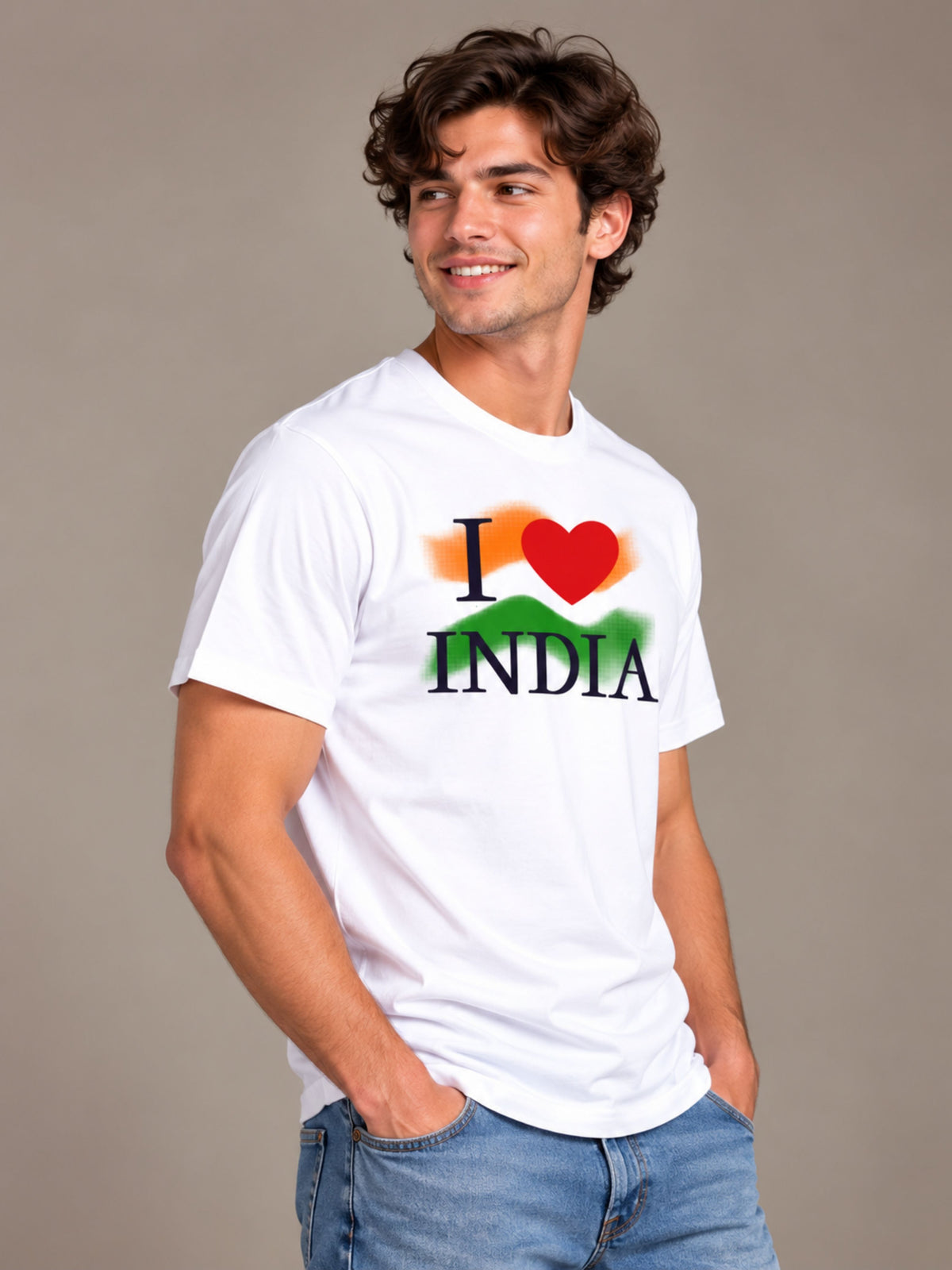 I Love India white t-shirt by Offbeat, right side