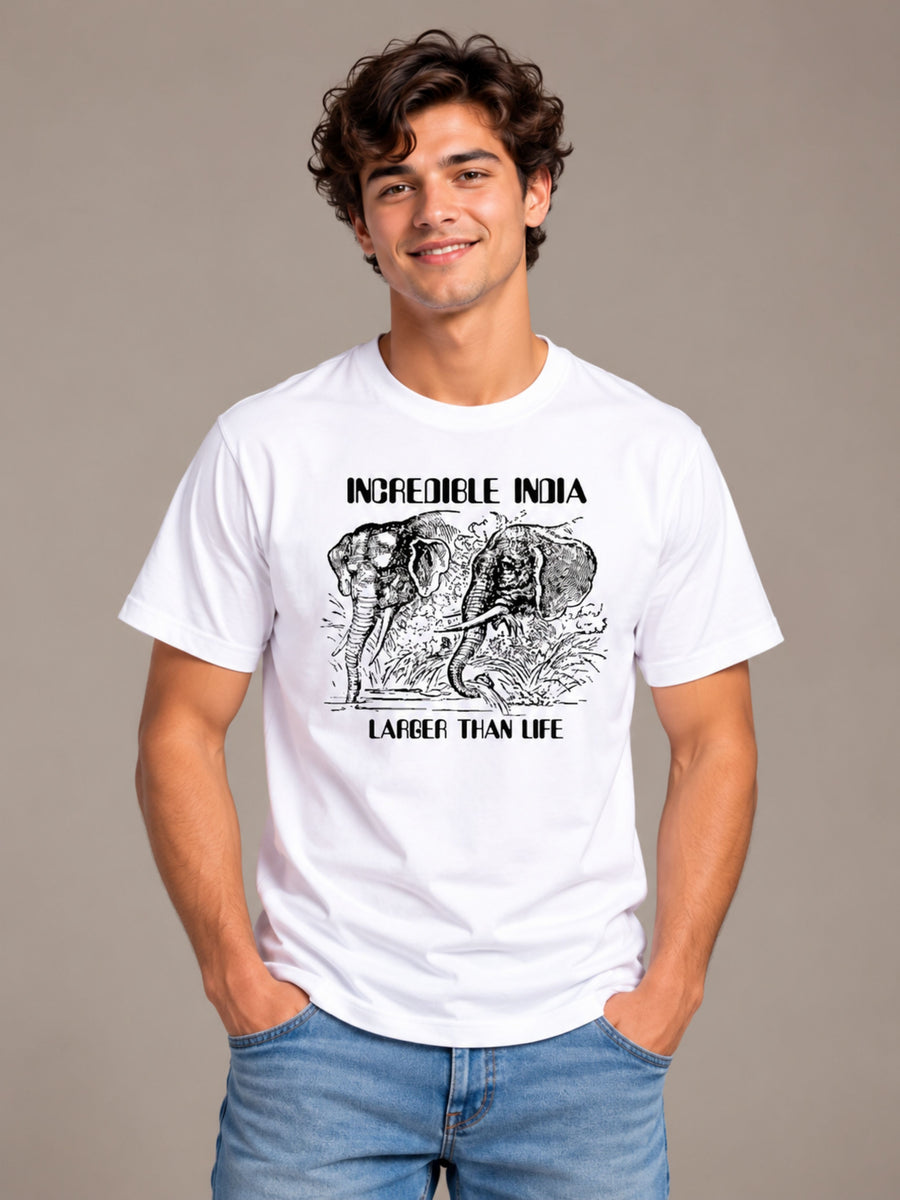 Incredible India white t-shirt by Offbeat, front view