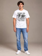 Incredible India white t-shirt by Offbeat, worn by a model