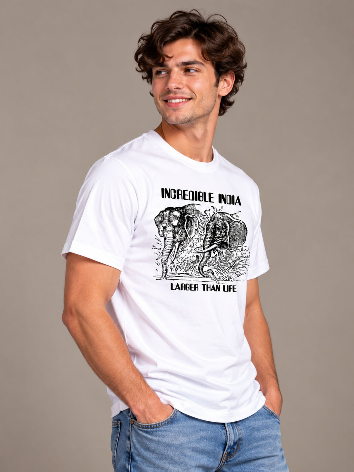 Incredible India white t-shirt by Offbeat, right side