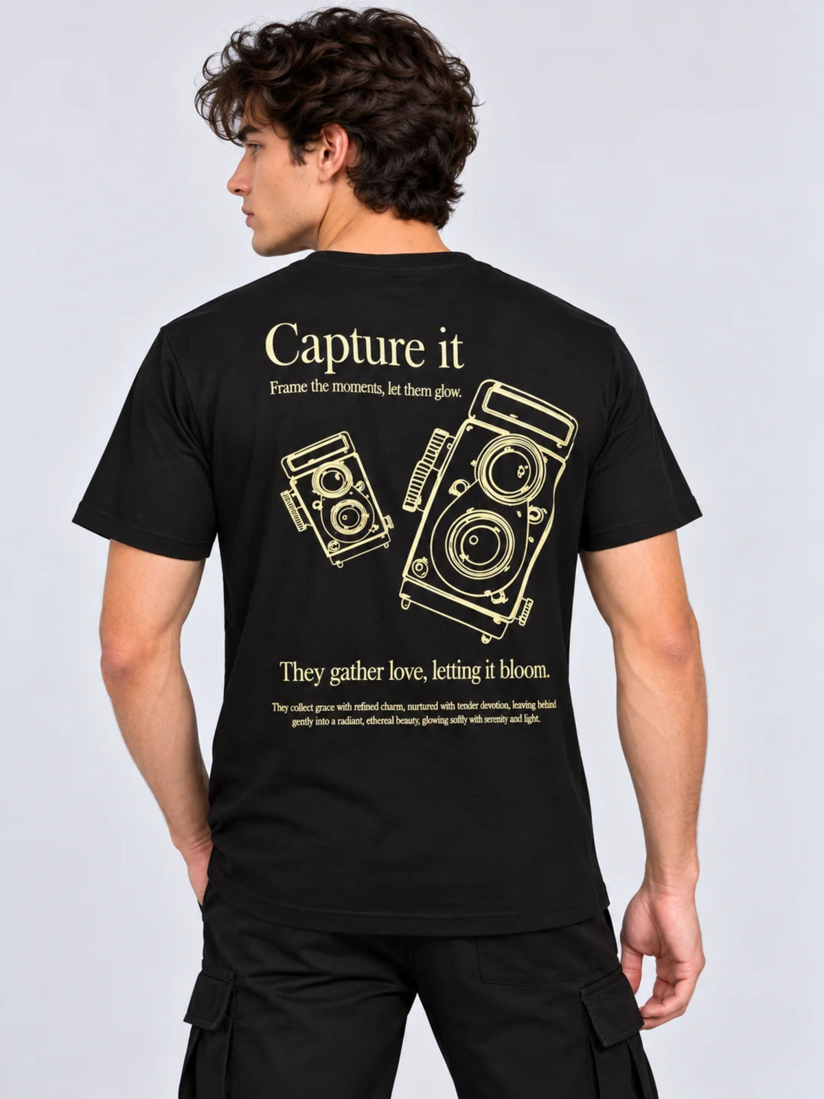 OFFBEAT Capture it from the moments, let them glow - Black t-shirt, back view