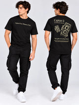 OFFBEAT Capture it from the moments, let them glow - Black t-shirt, front back view