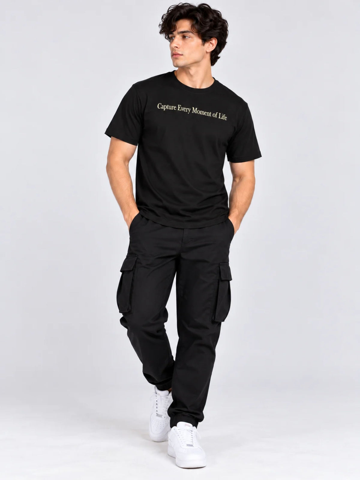 OFFBEAT Capture it from the moments, let them glow - Black t-shirt, lifestyle view