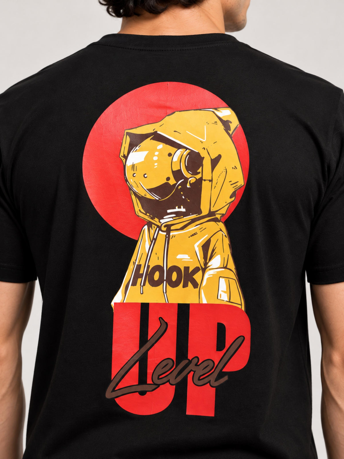 OFFBEAT Level up - Black t-shirt, back focused view