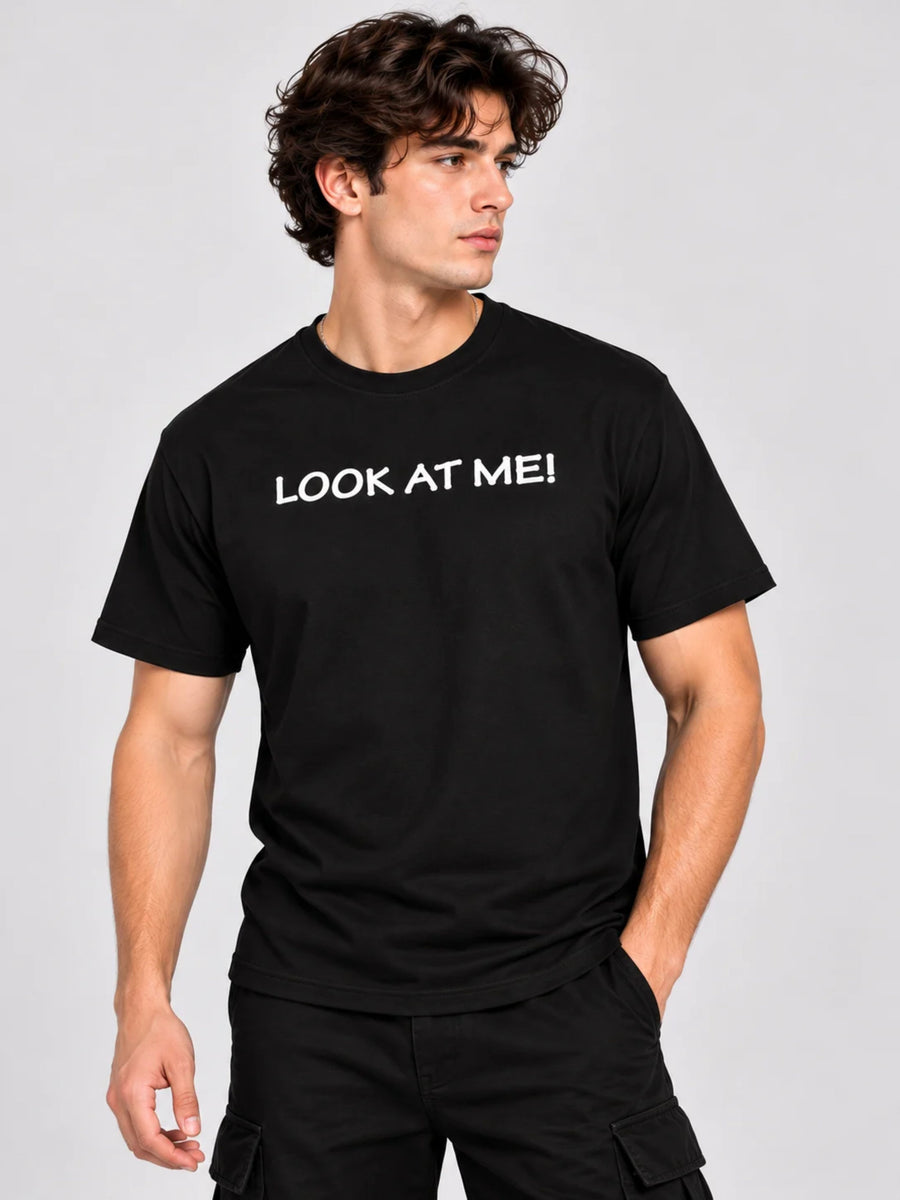 OFFBEAT Look at me what next - Black t-shirt, front view