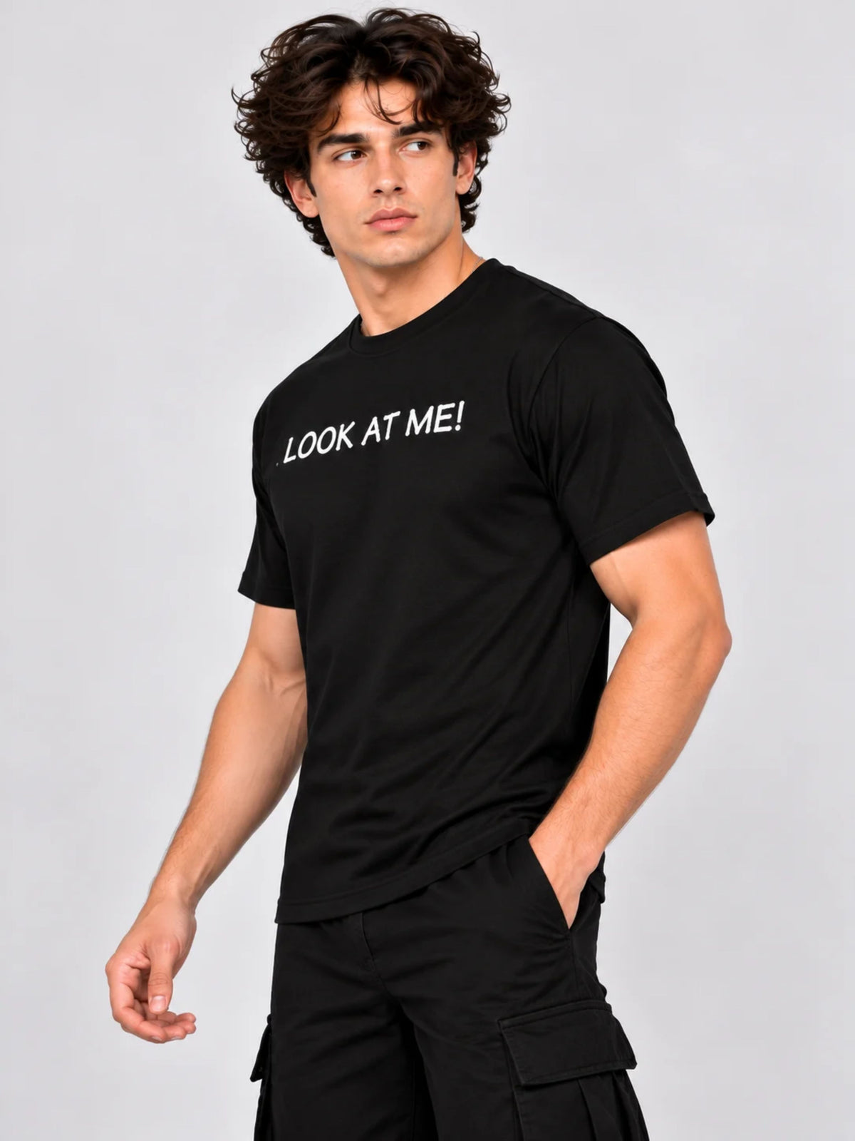 OFFBEAT Look at me what next - Black t-shirt, left view