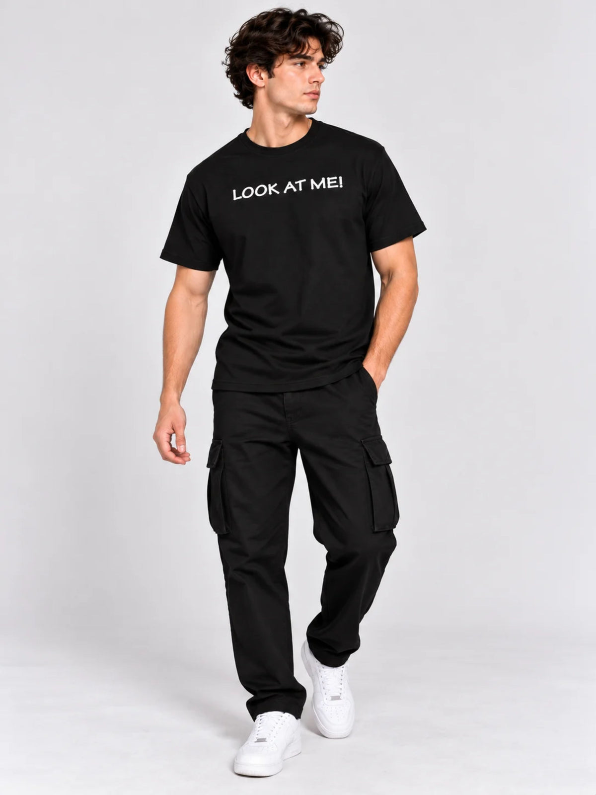 OFFBEAT Look at me what next - Black t-shirt, lifestyle view