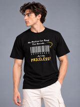 No Machine Can Read This Barcode As I Am Priceless black t-shirt by Offbeat, right side