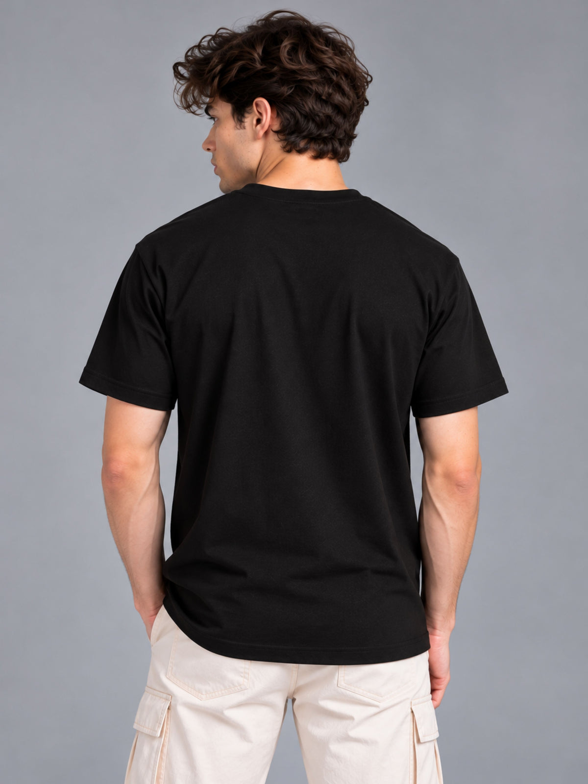 Pranayama Wind Energy black t-shirt by Offbeat, back view