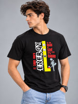 It Takes More Energy black t-shirt by Offbeat, right side