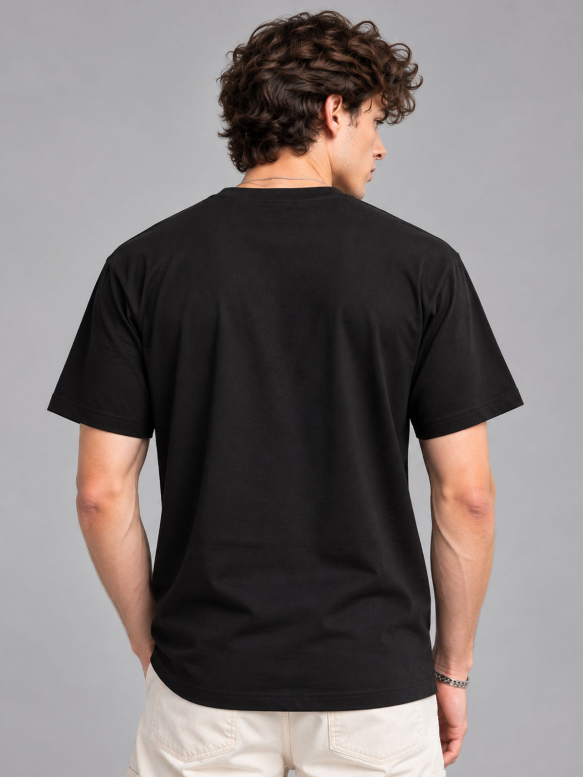 Music Is My Life black t-shirt by Offbeat, back view