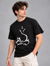 Embossed Ganesha black t-shirt by Offbeat, left side