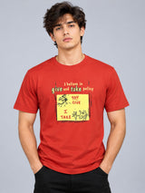 OFFBEAT I Believe In Give and Take Policy,You Give I Take. - Rust t-shirt, front view