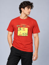 OFFBEAT I Believe In Give and Take Policy,You Give I Take. - Rust t-shirt, left view