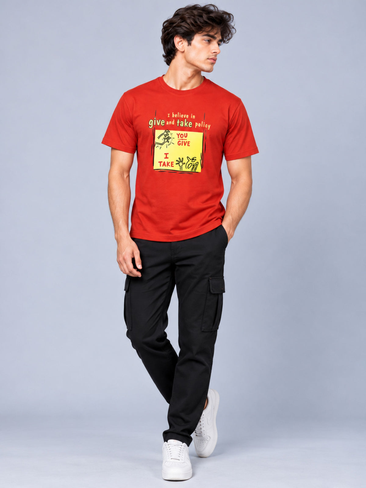OFFBEAT I Believe In Give and Take Policy,You Give I Take. - Rust t-shirt, lifestyle view