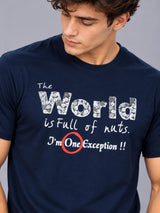 OFFBEAT The World Is Full Of Nuts I'm One Exception!! - Navy Blue t-shirt, focused view
