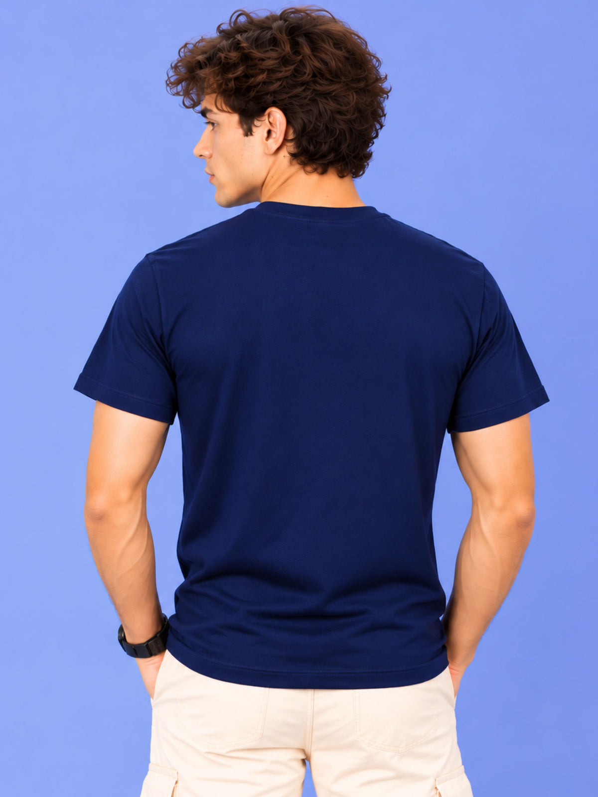 OFFBEAT My Thinking Cap Is Always On - Navy Blue t-shirt, back view