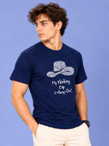 OFFBEAT My Thinking Cap Is Always On - Navy Blue t-shirt, right view