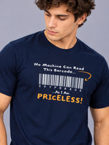 OFFBEAT No Machine Can Read This Barcode As I Am Priceless! - Navy Blue t-shirt, focused view
