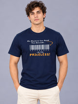 OFFBEAT No Machine Can Read This Barcode As I Am Priceless! - Navy Blue t-shirt, front view