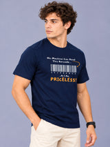 OFFBEAT No Machine Can Read This Barcode As I Am Priceless! - Navy Blue t-shirt, left view